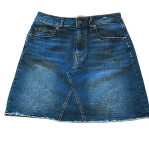 Frye & Co Denim Mini Jean Skirt Sz 4 Raw Hem Western Y2K 90s Retro Festival NWT